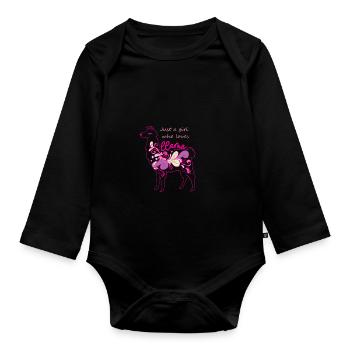 Love Llama - Idée cadeau drôle Lamamotiv - Body Bébé bio manches longues - noir - Devant