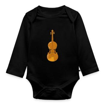 Violin drawing children illustration violin - Organic Longsleeve Baby Bodysuit - black - Front