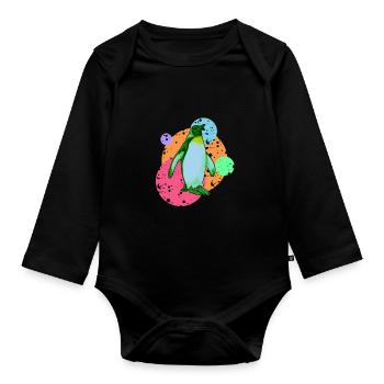 Oiseau marin pingouin pôle sud - Body Bébé bio manches longues - noir - Devant