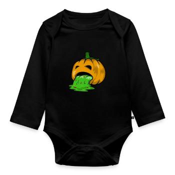 Puking Halloween Pumpkin Shirt - Body Bébé bio manches longues - noir - Devant