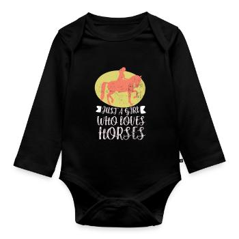 Reiten Pferd - Baby Bio-Langarm-Body - Schwarz - Vorne
