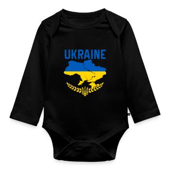 Ukraine | Drapeau | pays - Body Bébé bio manches longues - noir - Devant