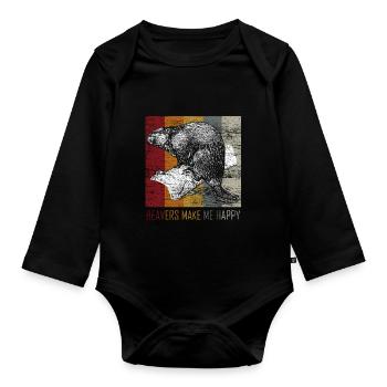 Biber - Baby Bio-Langarm-Body - Schwarz - Vorne
