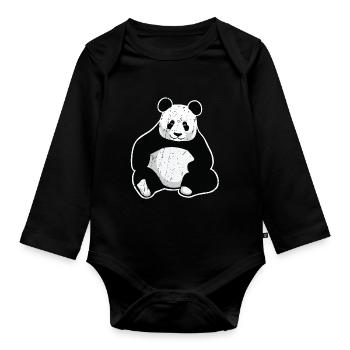 Großer Panda Giant Panda - Baby Bio-Langarm-Body - Schwarz - Vorne
