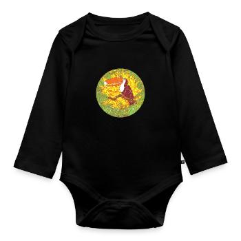 Rainforest tropics environmental protection jungle pelican - Organic Longsleeve Baby Bodysuit - black - Front