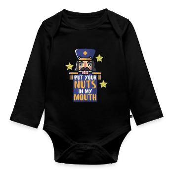 Nutcracker cracks nuts - Organic Longsleeve Baby Bodysuit - black - Front