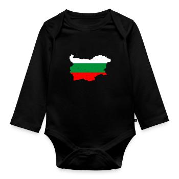 Drapeau bulgare Enters Bulgaria Bulgarie - Body Bébé bio manches longues - noir - Devant