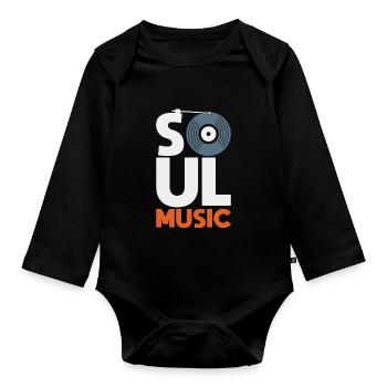 Soul musique cadeau enfants Noël - Body Bébé bio manches longues - noir - Devant