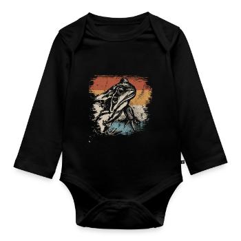 grenouille - Body Bébé bio manches longues - noir - Devant