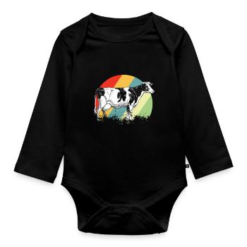 cow - Organic Longsleeve Baby Bodysuit - black - Front