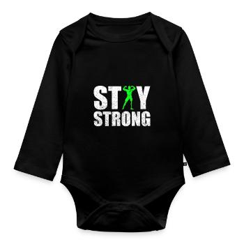 Bodybuilding with prosthesis - Organic Longsleeve Baby Bodysuit - black - Front