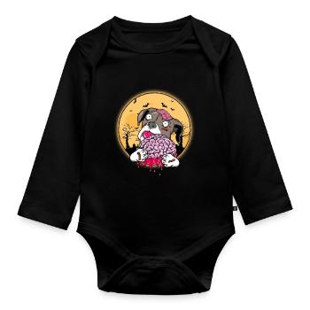 Cadeau de chien allemand Halloween Boxer Zombie - Body Bébé bio manches longues - noir - Devant