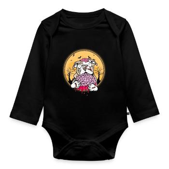 English Bulldog Halloween Zombie Dog Gift - Organic Longsleeve Baby Bodysuit - black - Front