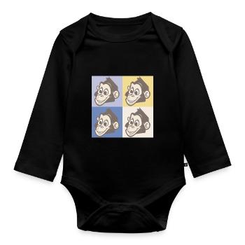 Pop Art Monkey - Body Bébé bio manches longues - noir - Devant