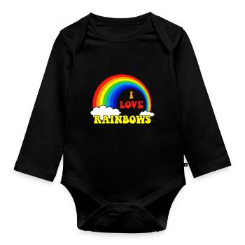 J'aime les cadeaux arc-en-ciel - Body Bébé bio manches longues - noir - Devant