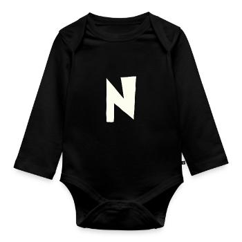 Lettre n - Body Bébé bio manches longues - noir - Devant