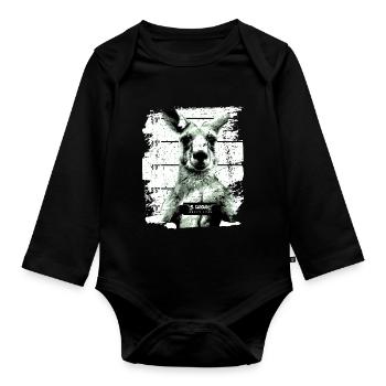 Prison kangourou marsupial drôle - Body Bébé bio manches longues - noir - Devant