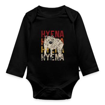 Hyène | rétro - Body Bébé bio manches longues - noir - Devant