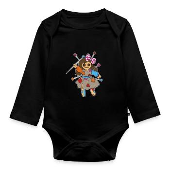 Voodoo Doll Dolly Summon Spell Curse - Organic Longsleeve Baby Bodysuit - black - Front