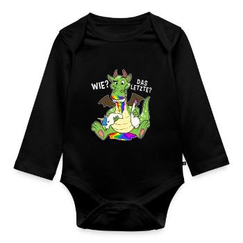 Letztes Einhorn Drache Frühstück Essen Mahl Mittag - Baby Bio-Langarm-Body - Schwarz - Vorne