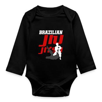 BJJ Jiu Jitsu brésilien - Body Bébé bio manches longues - noir - Devant
