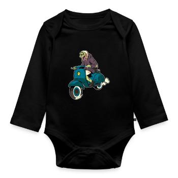 Halloween scooter driver scooter zombie gift - Organic Longsleeve Baby Bodysuit - black - Front