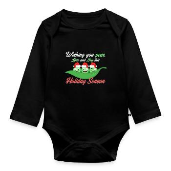 Weihnachten Erbsen - Baby Bio-Langarm-Body - Schwarz - Vorne