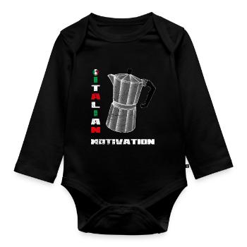 Italian motivation - Baby Bio-Langarm-Body - Schwarz - Vorne