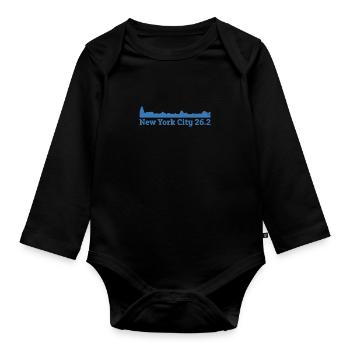 Führen Sie New York City Elevation Map 26.2 NYC aus - Baby Bio-Langarm-Body - Schwarz - Vorne
