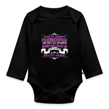 Idée cadeau femme pompier - Body Bébé bio manches longues - noir - Devant