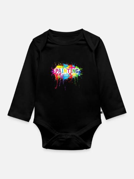 Maler Künstler Kunst Farbe Malerei Pinsel Malen - Baby Bio-Langarm-Body - Schwarz