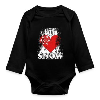 Neige amour cadeau hiver - Body Bébé bio manches longues - noir - Devant