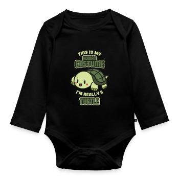 Couverture de tortue et tortue - Body Bébé bio manches longues - noir - Devant