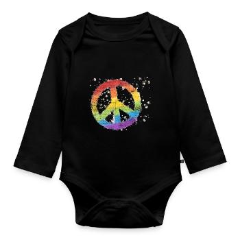 Paix La paix La mondialisation - Body Bébé bio manches longues - noir - Devant