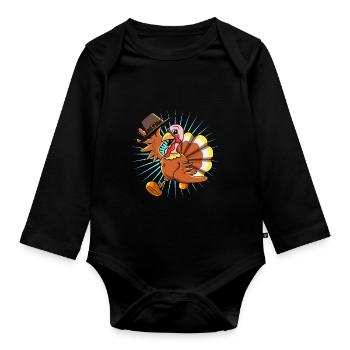 Thanksgiving cadeau animal de remerciement - Body Bébé bio manches longues - noir - Devant