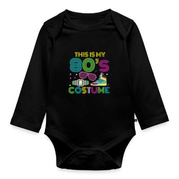 80s 80s eighties 1980 costume themed gift - Organic Longsleeve Baby Bodysuit - black - Front