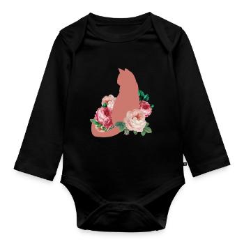 Cat lovers Cats Kittens Animal lover Meow - Organic Longsleeve Baby Bodysuit - black - Front