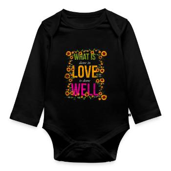 Sonnenblume - Baby Bio-Langarm-Body - Schwarz - Vorne