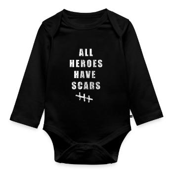 All Heroes have Scars Operation Hospital Geschenk - Baby Bio-Langarm-Body - Schwarz - Vorne