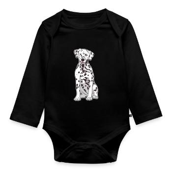 Dalmatiner Sitzende Hund Lustig Geschenk - Baby Bio-Langarm-Body - Schwarz - Vorne