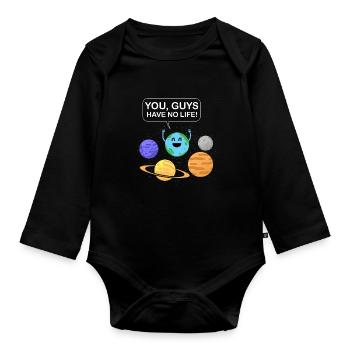 funny earth gift - Organic Longsleeve Baby Bodysuit - black - Front