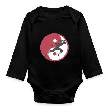 Ninja Yin Yang - Baby Bio-Langarm-Body - Schwarz - Vorne