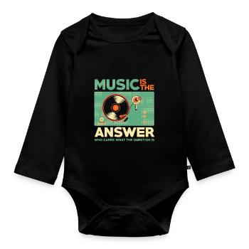La musique est la réponse - Body Bébé bio manches longues - noir - Devant