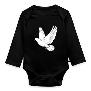 Weiße Taube Liebe Geschenk Fliege - Baby Bio-Langarm-Body - Schwarz - Vorne