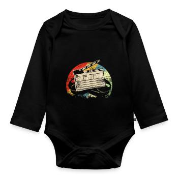 Film producer Filmklappe - Organic Longsleeve Baby Bodysuit - black - Front