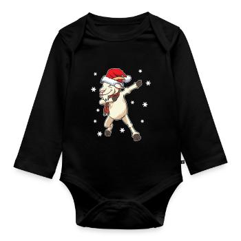 Goat Christmas Funny Dabbing Gift - Organic Longsleeve Baby Bodysuit - black - Front