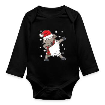 Schaf Weihnachten Lustig Dabbing Geschenk - Baby Bio-Langarm-Body - Schwarz - Vorne
