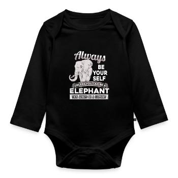 Elefant - Baby Bio-Langarm-Body - Schwarz - Vorne