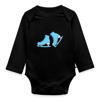 Figure skating children's shoes gift Christmas - Organic Longsleeve Baby Bodysuit - black - Front