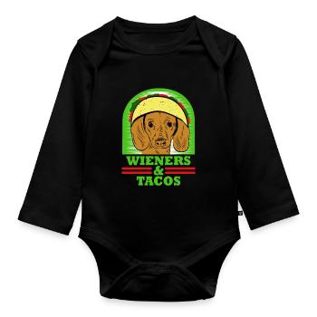 Cadeau de Noël pour maman Wiener Dog Taco Dachshund Doxie - Body Bébé bio manches longues - noir - Devant